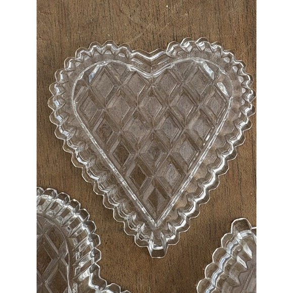 Set Of 3 Poker Bridge Card‎ Suit Crystal Glass Ashtrays Clear Spade Heart Club - Picture 7 of 10